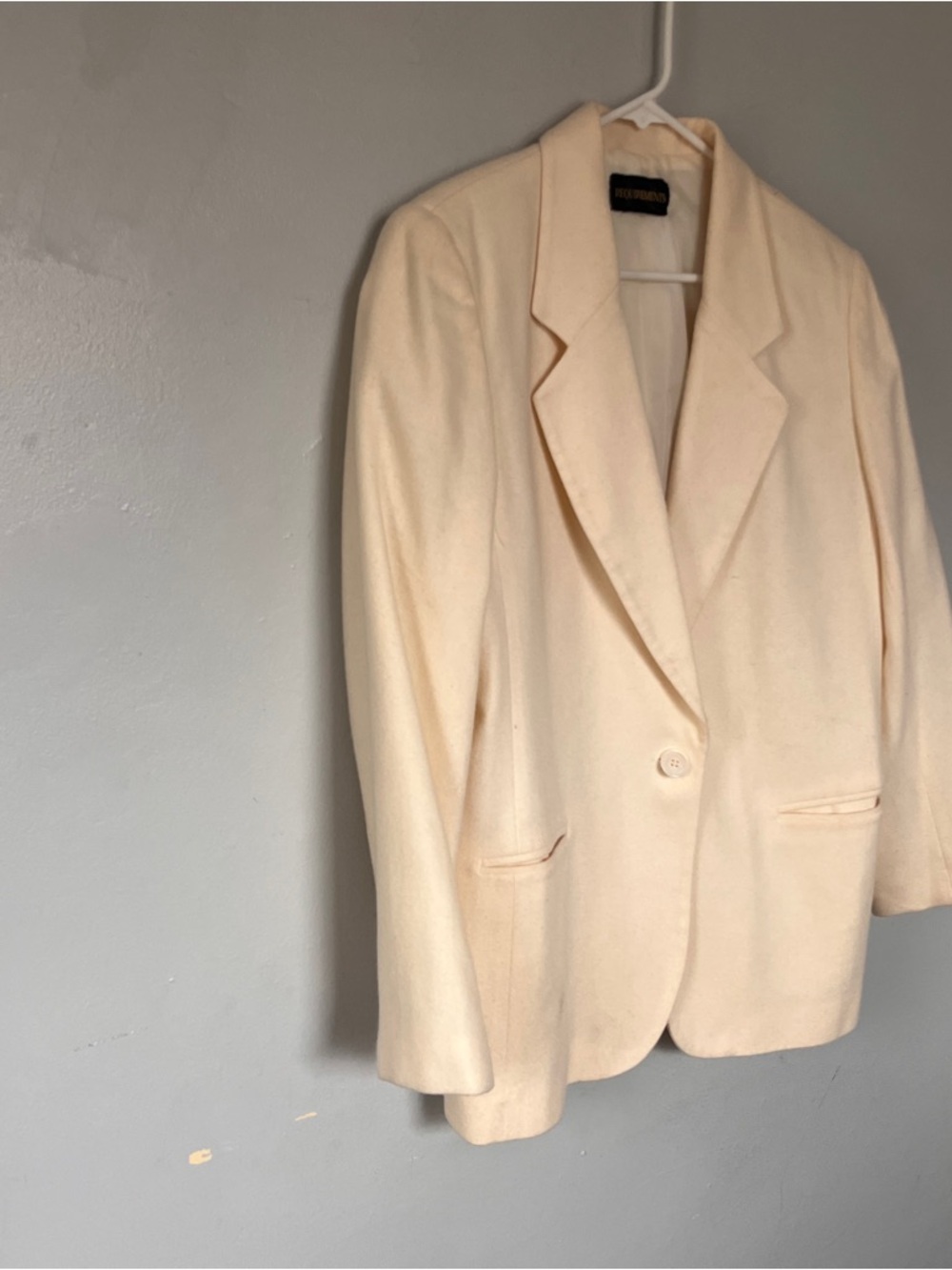 Vintage Cream Single-Button Notch Lapel Blazer - image 2